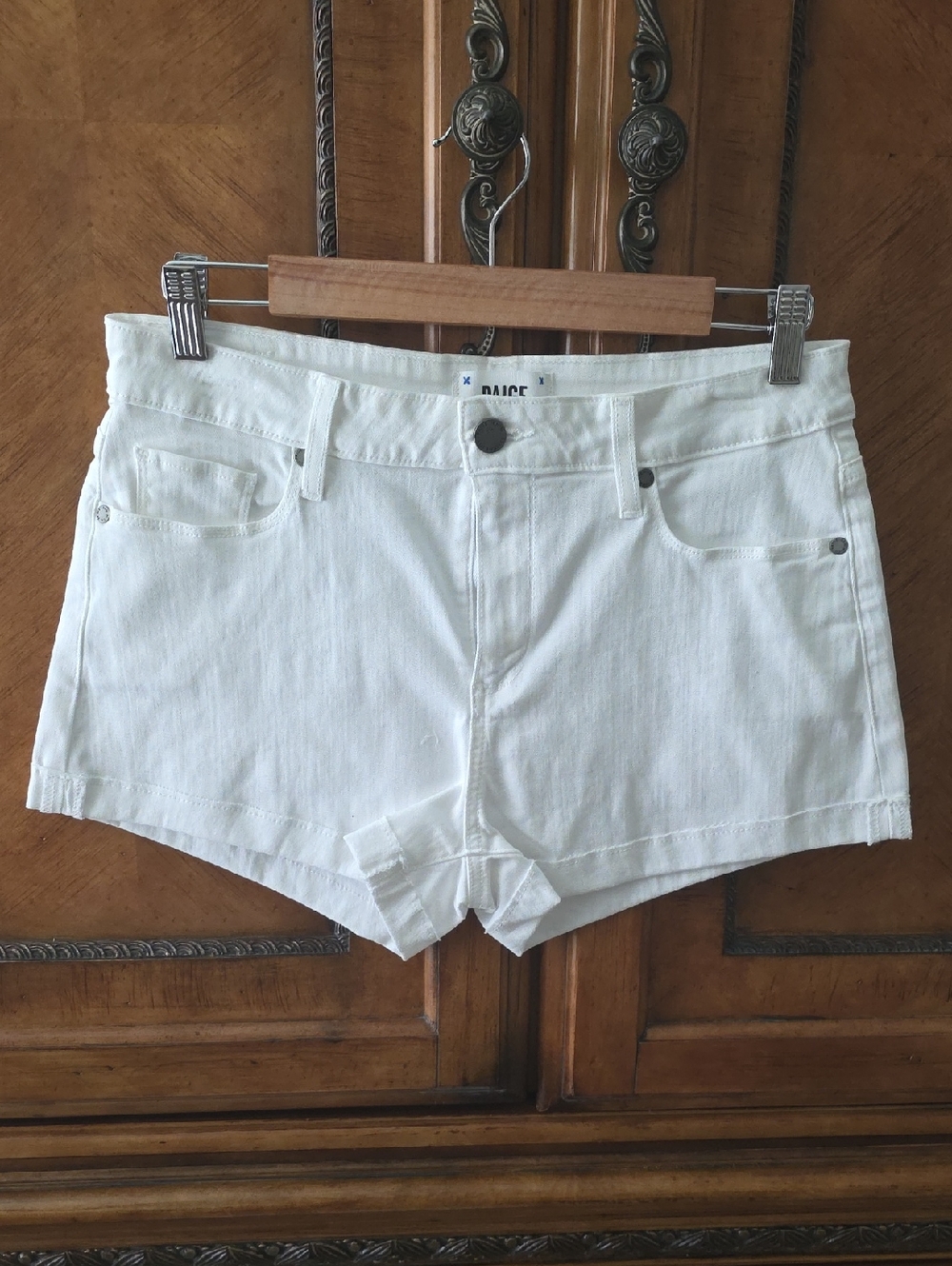 PAIGE White Denim Jean Shorts